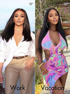 LUVME HAIR 20'' Straight Lace Front Wigs Human Hair 13x4 Pre Cut Lace Glueless Human Hair Wig Pre Plucked Long Straight Black Wig For Women 180 Density