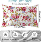 Rose Flower Floral Satin Pillow Case Queen Size,Soft Pillowcases for Hair and Skin Similar to Silk,Pillowcases with Hidden Zipper Bedding Accessories,20X30 Inches,1 Pack