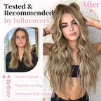 KooKaStyle Clip in Hair Extensions Long Wavy 4PCS Thick Hairpieces Synthetic Ash Blonde Balayage Fiber Double Weft Natural Hair Extensions for Women 24 Inch Daily Use
