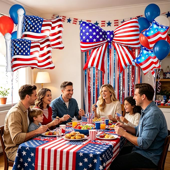 5 PCS 4th of July Patriotic Balloons Set, American Flag Balloons USA Flag Bow - Image 7