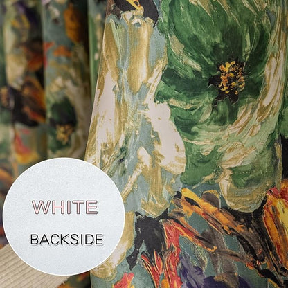 SUOUO Dark Green Vintage Floral Blackout Curtains - Image 6