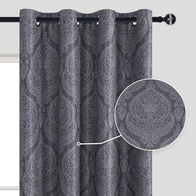 DWCN Grey Room Darkening Curtains - Image 2