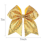 Large Glitter Cheer Bows Clips, Jumbo Big 7 Inch Cheerleading Sequin Hair Bow Hair Accessories for Teens Girls Football Sports Cheerleader Outfit Uniform (Yellow)