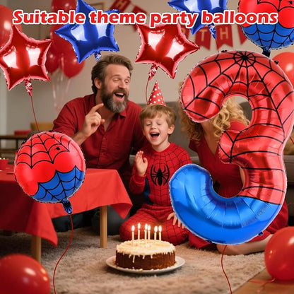 40 Inch Spider Theme Number Balloon, Number Block Foil Number 3 Balloons Large - Image 3
