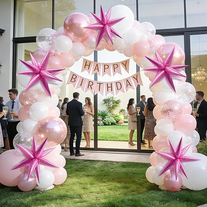 60Pcs Hot Pink Star Balloons for Princess Birthday Decorations Explosion Mylar - Image 7