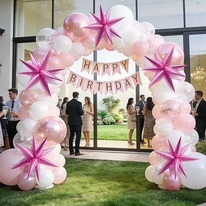 60Pcs Hot Pink Star Balloons for Princess Birthday Decorations Explosion Mylar - Image 7