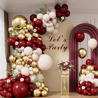 Burgundy Balloon Garland Arch Kit by Adeyoo