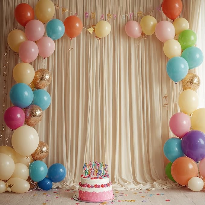 10ft x 10ft Wrinkle Free Champagne Backdrop Curtains - Image 4