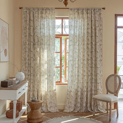 ENJOYBRIDAL Floral 96 Inch Curtains Vintage 2 Panels Drapes Rod Pocket Semi - Image 2