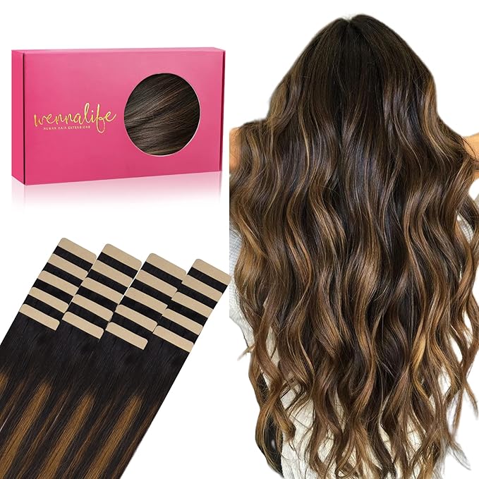 WENNALIFE Tape in Hair Extensions Human Hair, Remy Hair Extensions Straight Human Hair Tape in Extensions Skin Weft Tape Extensions