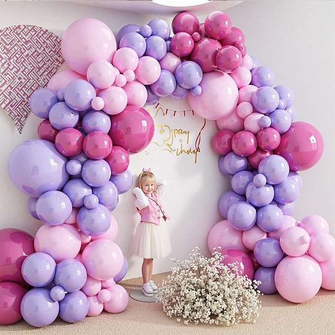 412pcs Pink and Purple Balloons, Different Sizes 18 12 10 5 Inch Pink and - Image 6