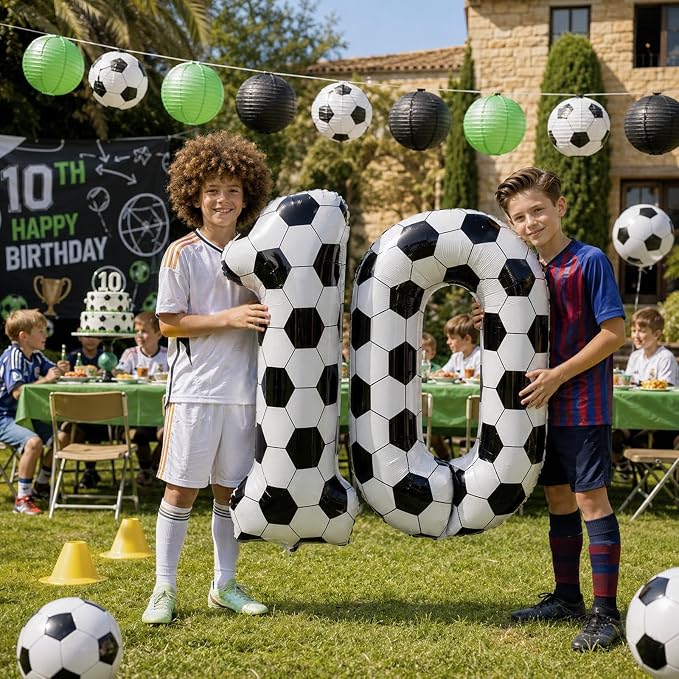 Soccer 10 Balloon Number, 40 Inch Soccer Number 10 Foil Balloon - Image 5