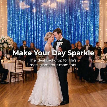ShinyBeauty 10x10FT Royal Blue Sequin Backdrop Curtain - Image 2