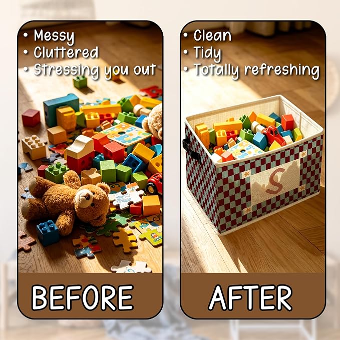 Letter S Checkered Foldable Storage Bins Box - Image 6