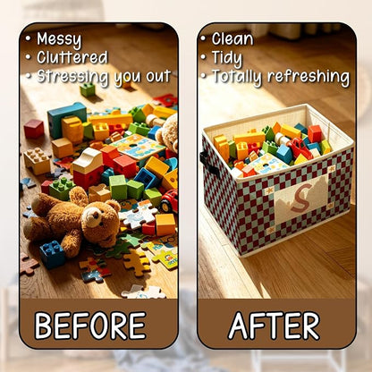 Letter S Checkered Foldable Storage Bins Box - Image 6