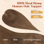 Rich Choices Human Hair Toppers for Women-100% Real Remy Hair Topper No Bang-Upgraded 150% Density 9 * 12CM Lace Base-Clip in Hairs Topper for Thinning Hairs-12Inch #4 Medium Brown