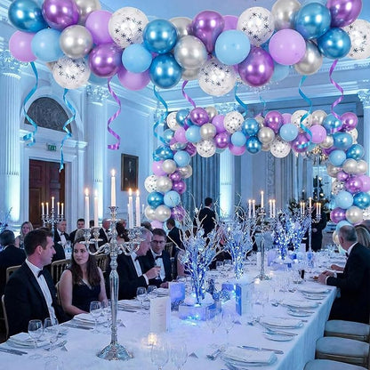 Civaner 48 Pcs Snowflake Balloons Bulk 12 Inches Pastel Blue Metallic Purple - Image 6