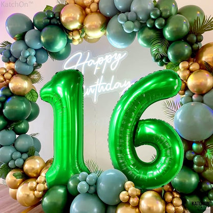 KatchOn Dark Green 16 Balloons Number 40 Inch | Green Number 16 Balloons - Image 6