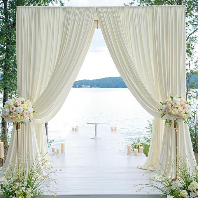 50×12ft Wrinkle Free Ivory Backdrop Curtain - Image 8