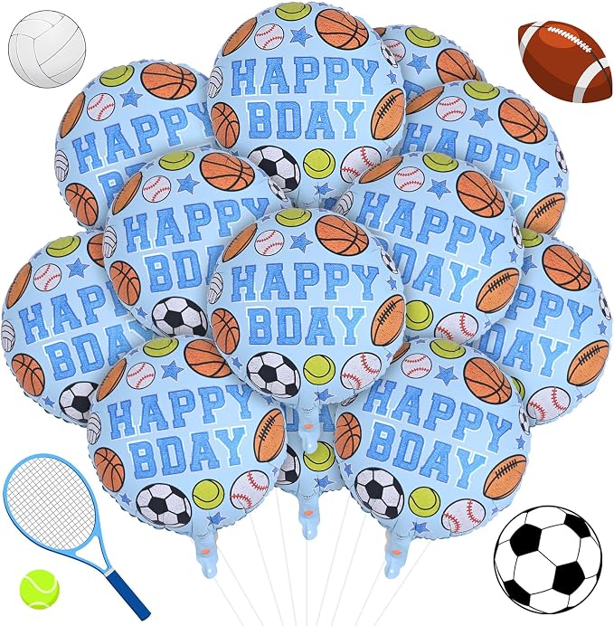 Sports Birthday Balloons Party Decorations, 18 Inch Inflatable HAPPY BDAY Mylar - Image 9