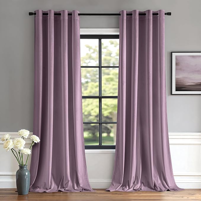 MIULEE Velvet Curtains Lavender 52 x 84 Inch Length Set of 2 | Grommet Drapes by MIULEE