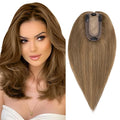 SEGO Real Human Hair Topper for Women, No Bangs Hair Topper with Anti-Slip Clips (18 Inches Light Brown)