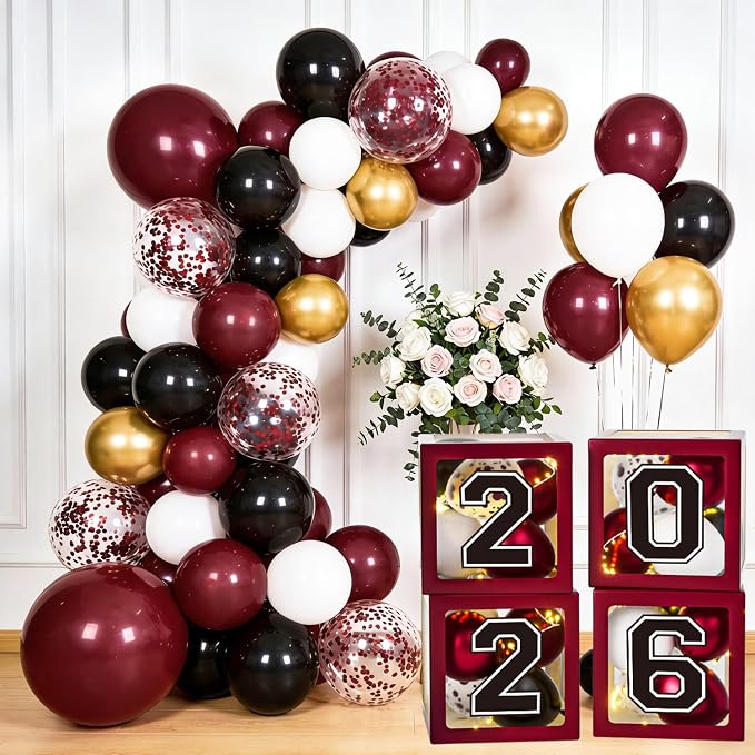 Maroon Themed 2026 Graduation Decorations Set - Image 5