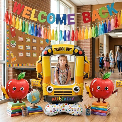 School bus decorations & Apple Foil Balloons Set | Features 1 interactive - Image 2