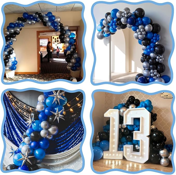 Black Blue Silver Link Balloons - Image 5