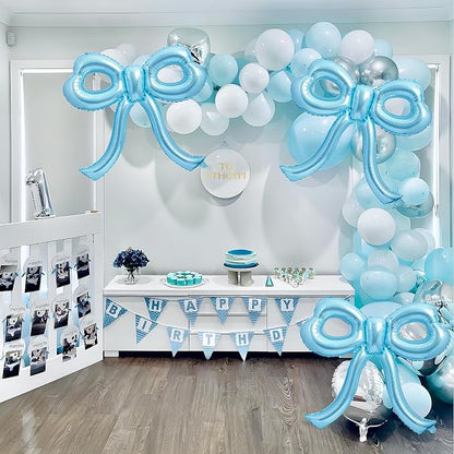 4 Pcs Blue Bow Balloons Bow Birthday Party Decorations - Image 4