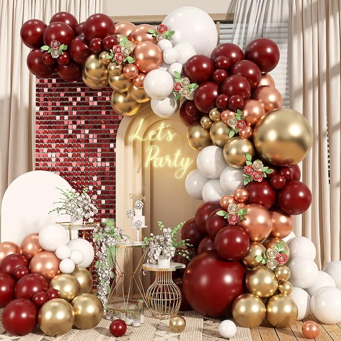 Burgundy Balloon Arch Garland Kit by YYDTMHT