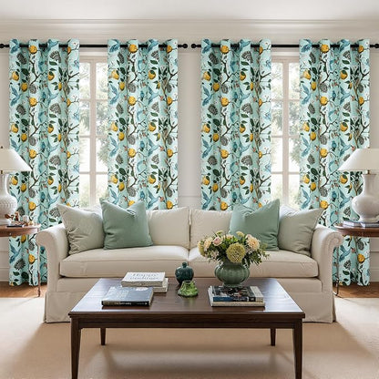Topfinel Green Floral Curtains 84 Inches Long Vintage French Country Grommet - Image 4
