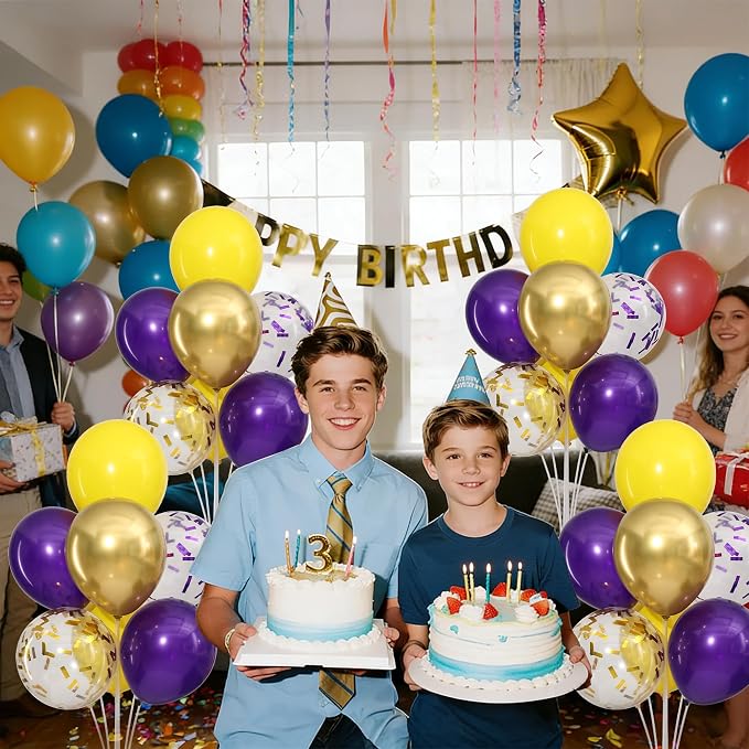 4 Sets Purple Gold Yellow Balloons Stand Kit - Image 7