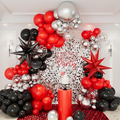 Red and Black Balloon Garland Arch Kit by CboDecoBalloonArchKit