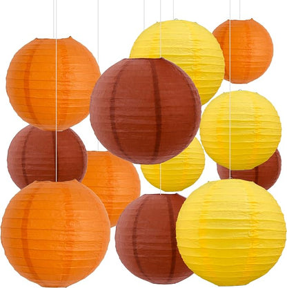 BEISHIDA Orange Paper Lanterns 12Pcs 6/8/10/12 Inch Round Chinese Lamp | Paper by Beishida