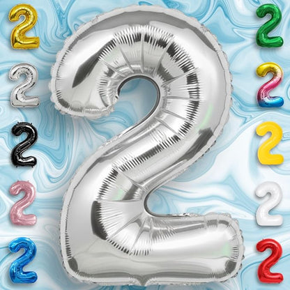 Silver Number Balloon 2 Mylar Foil Balloons 32 inch - Image 3