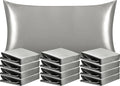 NTBAY 12 Pack Satin King Pillowcases for Hair and Skin, Luxurious and Silky Pillow Cases with Envelope Closure, 20 x 36 Inches, Grey