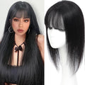 Hair Toppers for Women Real Human Hair, 360°3D Topper for Women with Thinning Crown Wispy Clip in Bangs Breathable Hand Tied Craft Big Coverage Hairpieces(Black（Big Coverage）, 16 Inch-3D-Wispy)