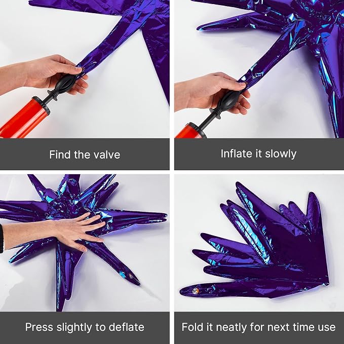 PartyWoo Metallic Purple Star Spike Balloon Arch Kit 110pcs Different Sizes | - Image 5