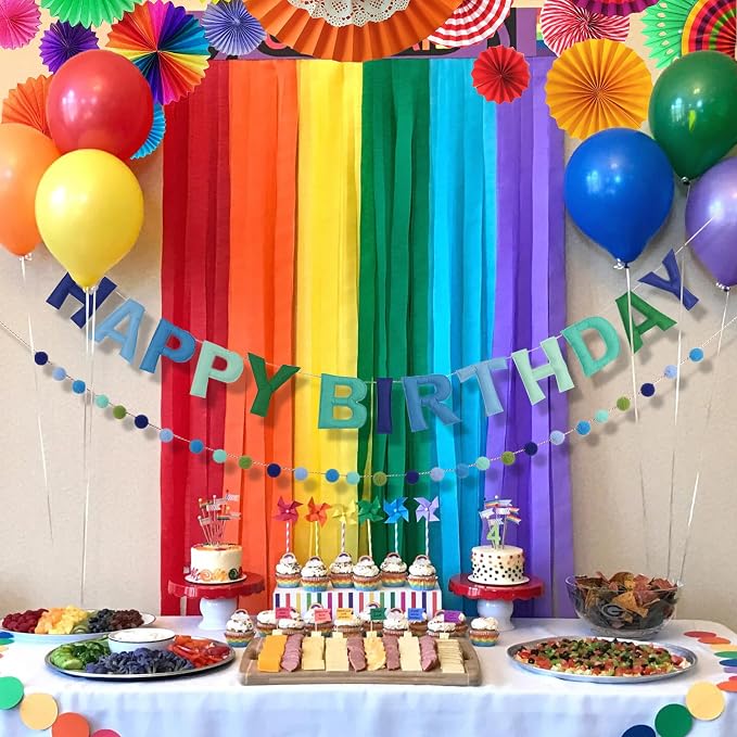 Pre-Strung 3D Felt Happy Birthday Banner, Max span 10ft, NO DIY, Includes Pom - Image 6