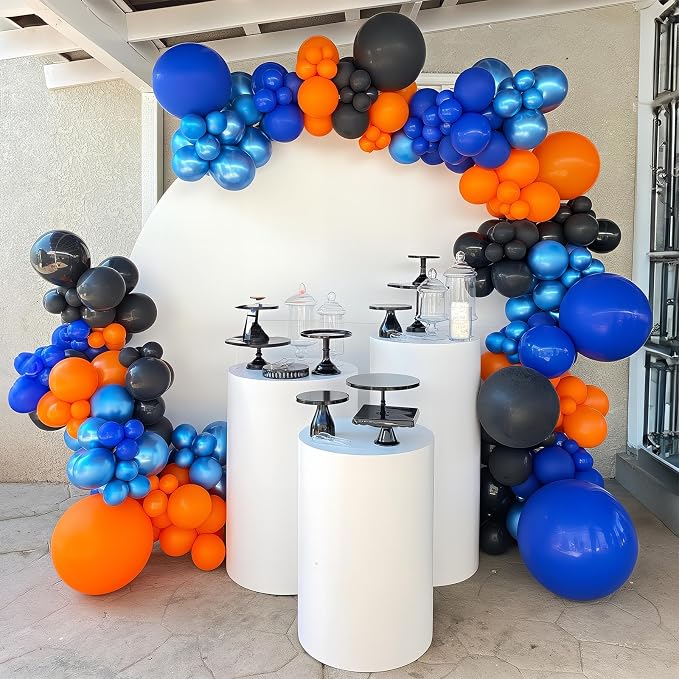 HILAVO Orange Blue Black Balloons Garland Arch Kit 112 Pcs Royal Navy Blue - Image 3