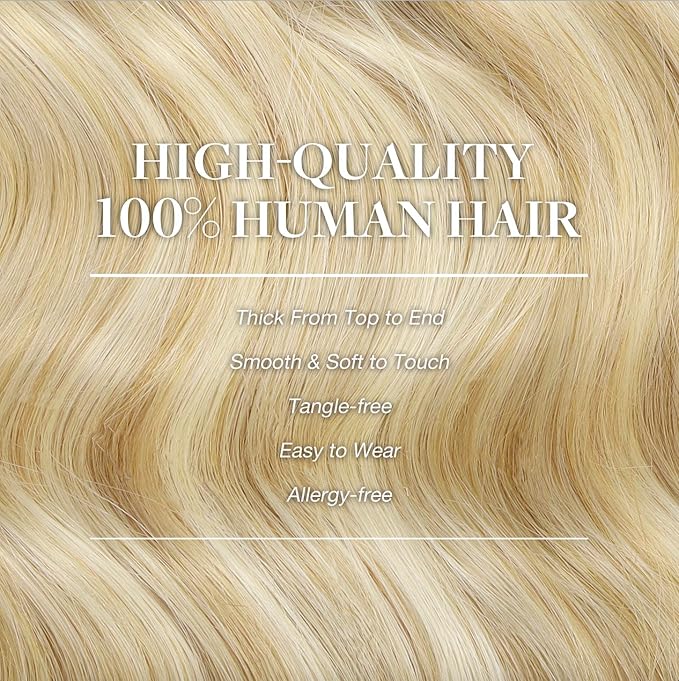 GOO GOO Clip in Hair Extensions Real Human Hair, Remy Human Hair Extensions Clip ins for Women, Natural Human Hair, 24inch 150g 9Pcs, #18A/613A Dark Blonde Highlighted Bleach Blonde