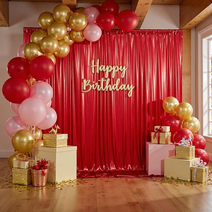20x10ft Thick Red Glitter Backdrop Curtain Panels - Image 2