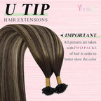 YoungSee U Tip Hair Extensions Human Hair Dark Brown Ombre Ash Blonde Utip Hair Extensions Real Human Hair Balayage 20In 1g/s 50g