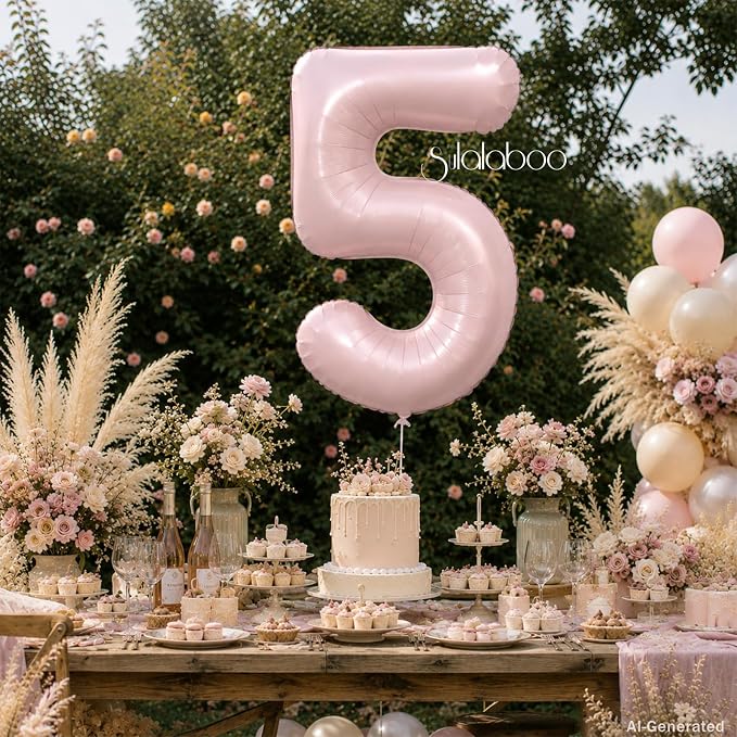 40 Inch Light Pink Number 5 Foil Big 0-9 Giant Digital Balloon | 5th - Image 4
