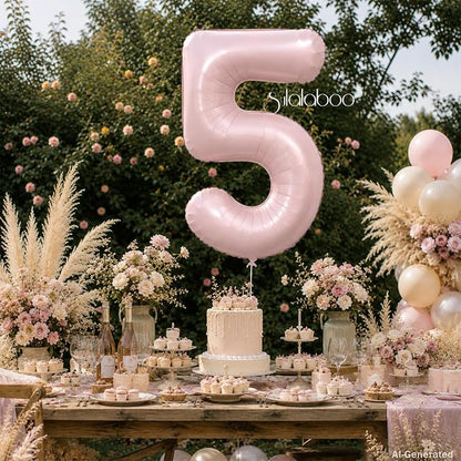 40 Inch Light Pink Number 5 Foil Big 0-9 Giant Digital Balloon | 5th - Image 4