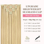 GOO GOO Clip in Hair Extensions Real Human Hair, Remy Human Hair Extensions Clip ins for Women, Natural Human Hair, 20inch 150g 7Pcs, 18D/22F Dirty Blonde Highlights