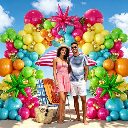 157PCS Flamingo Tropical Luau Balloons Arch Garland Kit, Olive Green Hot Pink - Image 7