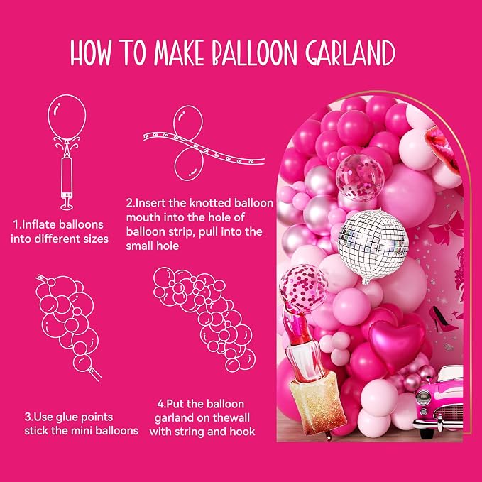 106pcs Hot Pink Balloon Garland Arch Kit - Image 5