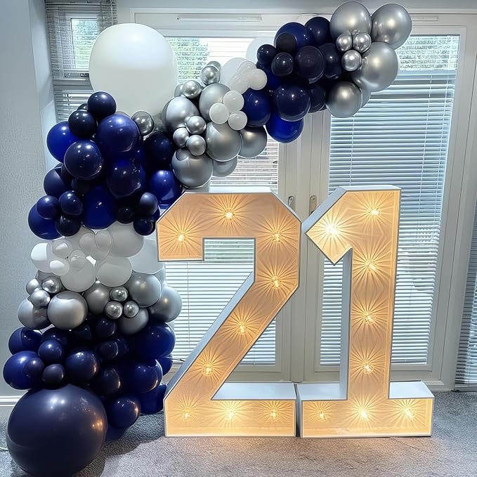 Blue White Silver Balloon 12 Inch Graduation Balloons Pearl Navy Royal Blue - Image 7